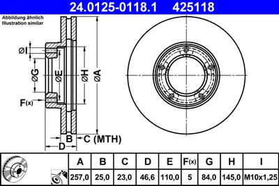 Brake Disc ATE 24.0125-0118.1