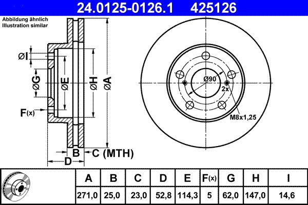 ATE 24.0125-0126.1 Brake Disc