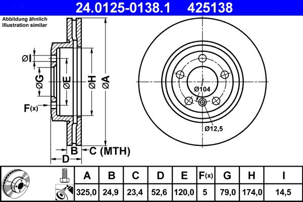 ATE 24.0125-0138.1 Brake Disc