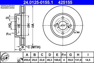 Brake Disc ATE 24.0125-0155.1