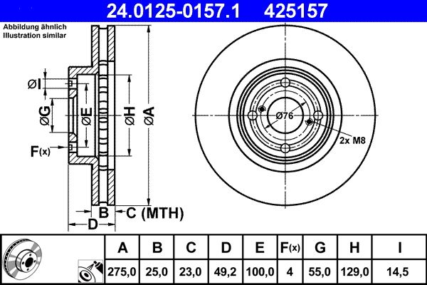 ATE 24.0125-0157.1 Brake Disc