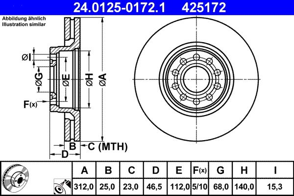 ATE 24.0125-0172.1 Brake Disc