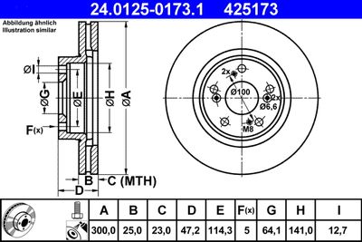 Brake Disc ATE 24.0125-0173.1