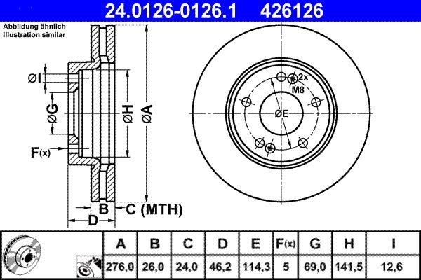 ATE 24.0126-0126.1 Brake Disc