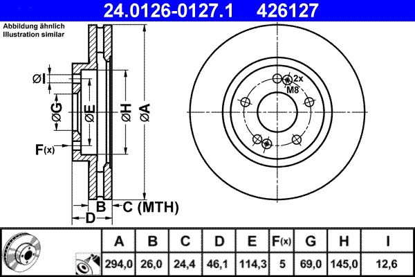 ATE 24.0126-0127.1 Brake Disc