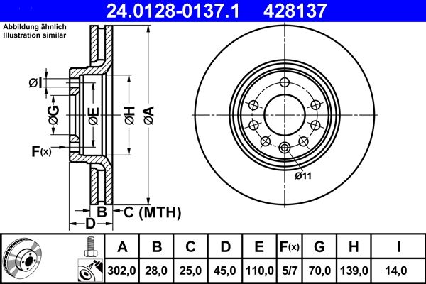 ATE 24.0128-0137.1 Brake Disc