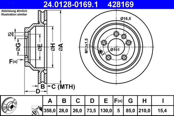 ATE 24.0128-0169.1 Brake Disc