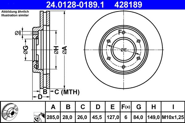ATE 24.0128-0189.1 Brake Disc