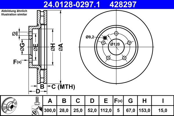 ATE 24.0128-0297.1 Brake Disc