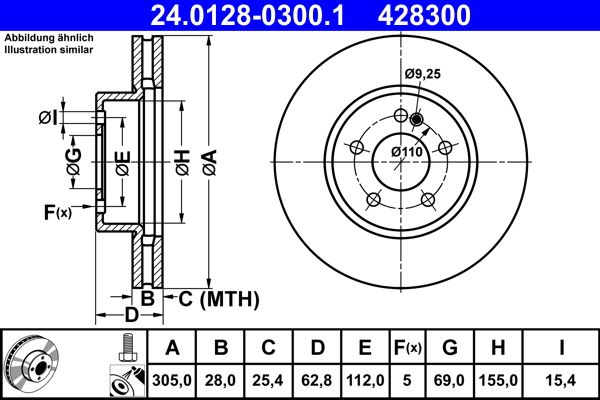 ATE 24.0128-0300.1 Brake Disc