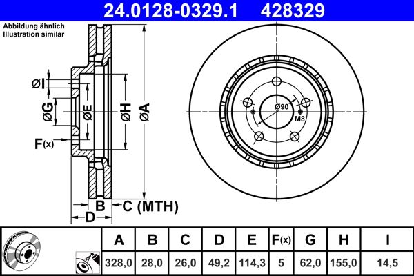 ATE 24.0128-0329.1 Brake Disc
