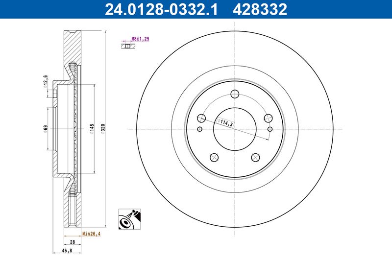 ATE 24.0128-0332.1 Brake Disc