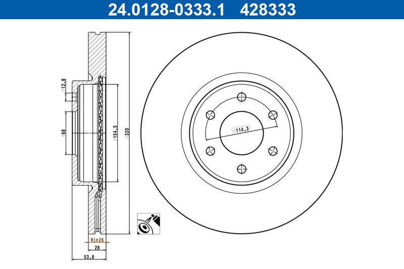 ATE 24.0128-0333.1 Brake Disc