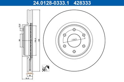 Brake Disc ATE 24.0128-0333.1