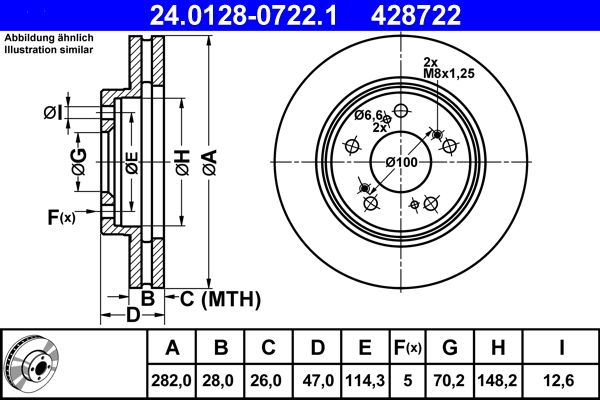 ATE 24.0128-0722.1 Brake Disc