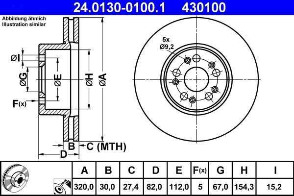 ATE 24.0130-0100.1 Brake Disc