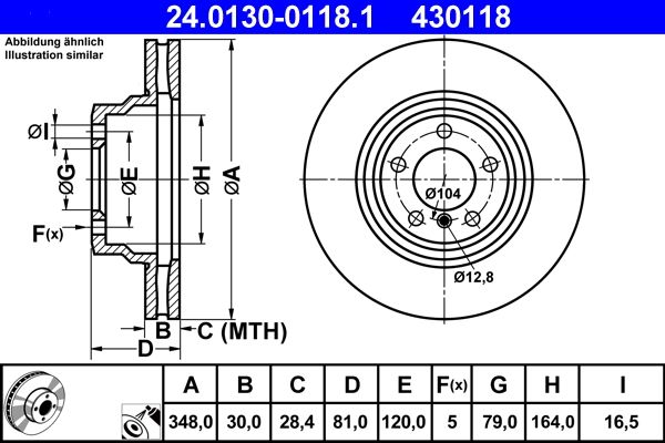 ATE 24.0130-0118.1 Brake Disc