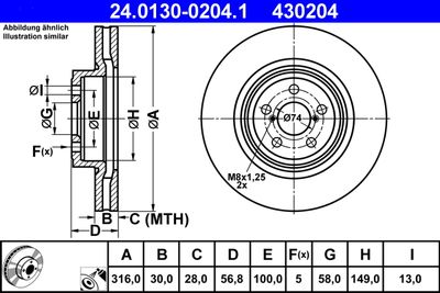 Brake Disc ATE 24.0130-0204.1