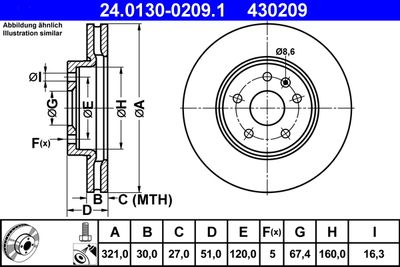 Brake Disc ATE 24.0130-0209.1