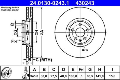 Brake Disc ATE 24.0130-0243.1