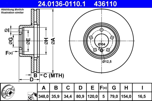 ATE 24.0136-0110.1 Brake Disc