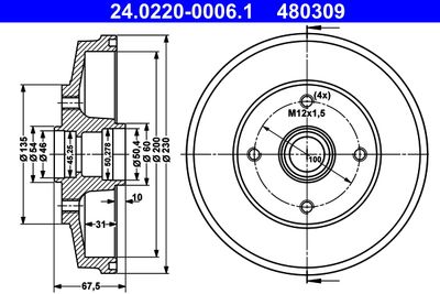 Brake Drum ATE 24.0220-0006.1