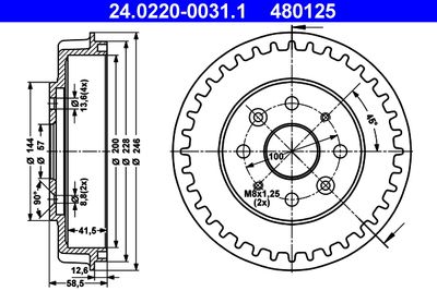 Brake Drum ATE 24.0220-0031.1