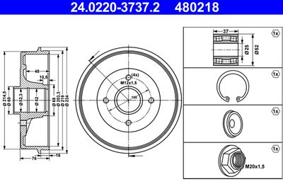 Brake Drum ATE 24.0220-3737.2