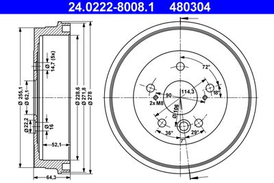 Brake Drum ATE 24.0222-8008.1