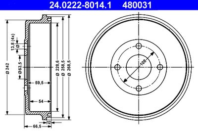 Brake Drum ATE 24.0222-8014.1