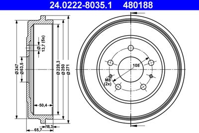 Brake Drum ATE 24.0222-8035.1