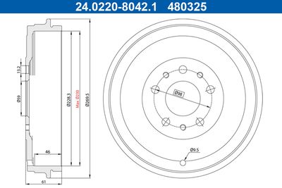 Brake Drum ATE 24.0222-8042.1