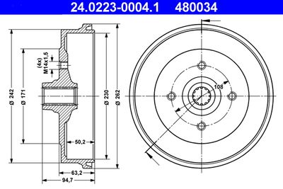 Brake Drum ATE 24.0223-0004.1