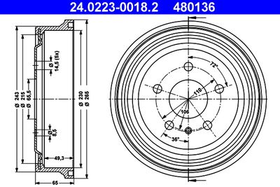 Brake Drum ATE 24.0223-0018.2