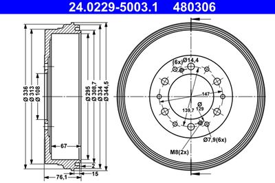 Brake Drum ATE 24.0229-5003.1