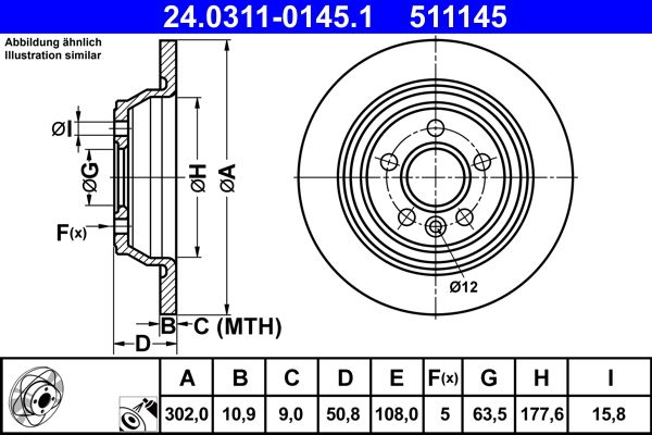 ATE 24.0311-0145.1 Brake Disc