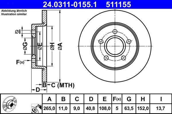 ATE 24.0311-0155.1 Brake Disc