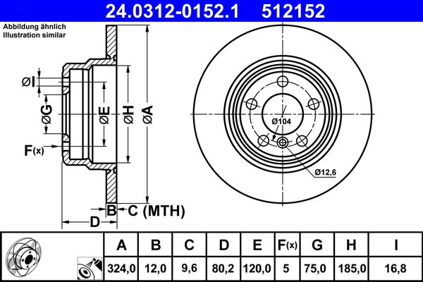 ATE 24.0312-0152.1 Brake Disc