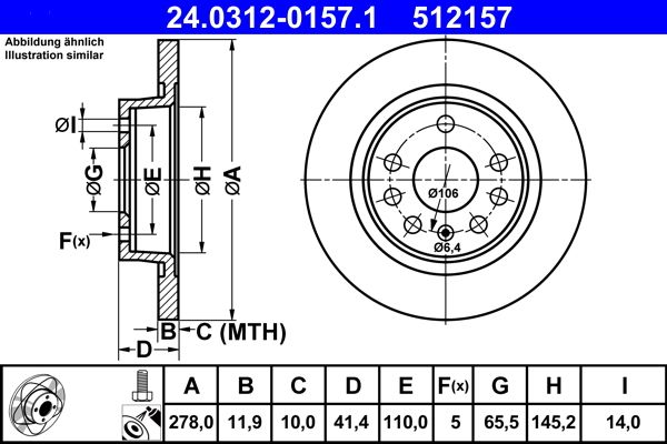 ATE 24.0312-0157.1 Brake Disc