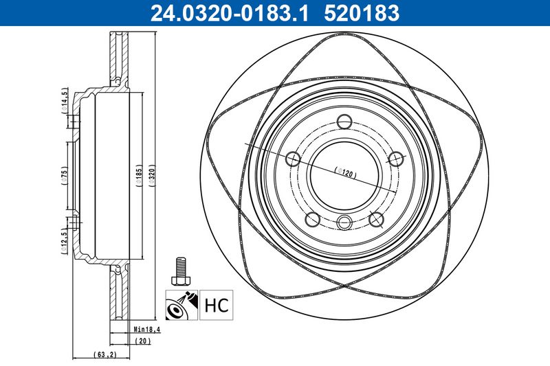 ATE 24.0320-0183.1 Brake Disc