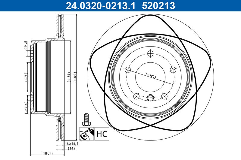 ATE 24.0320-0213.1 Brake Disc