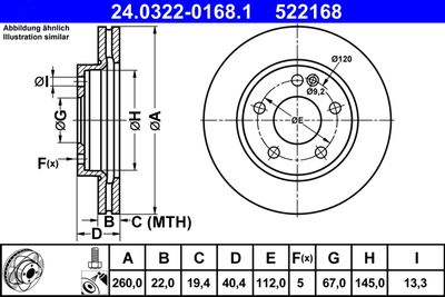 Brake Disc ATE 24.0322-0168.1