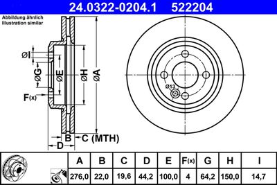 Brake Disc ATE 24.0322-0204.1