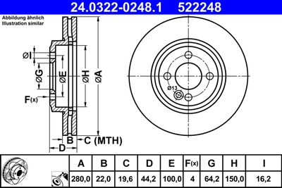Brake Disc ATE 24.0322-0248.1