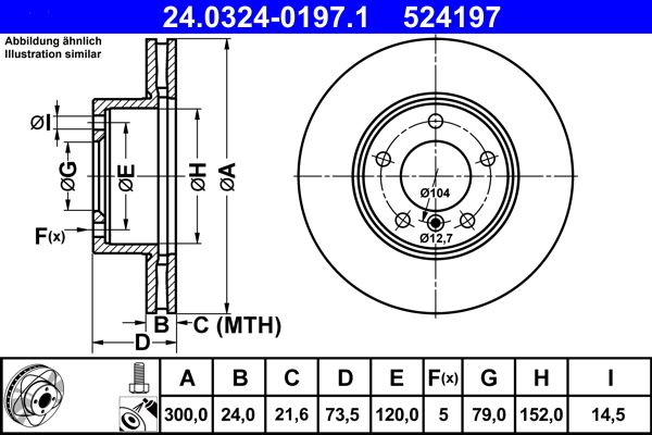 ATE 24.0324-0197.1 Brake Disc