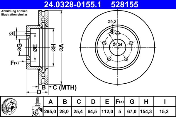ATE 24.0328-0155.1 Brake Disc