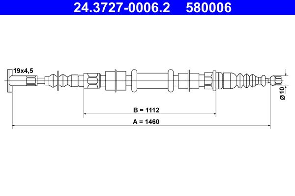 ATE 24.3727-0006.2 Cable Pull, parking brake
