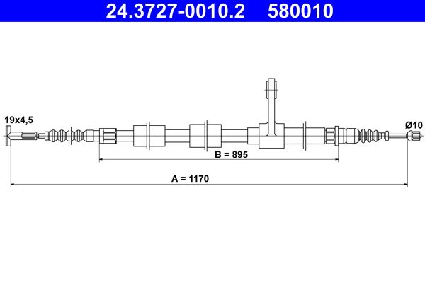 ATE 24.3727-0010.2 Cable Pull, parking brake