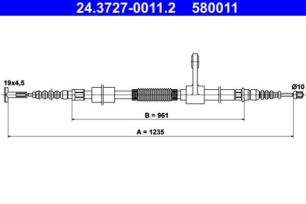 ATE 24.3727-0011.2 Cable Pull, parking brake