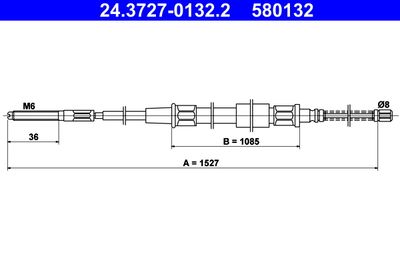Cable Pull, parking brake ATE 24.3727-0132.2